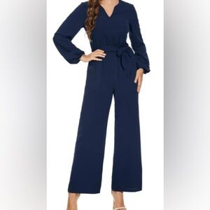 Women’s size 2 Navy Blue Chiffon Jumpsuit /pantsuit 1 piece with Wrap pant.